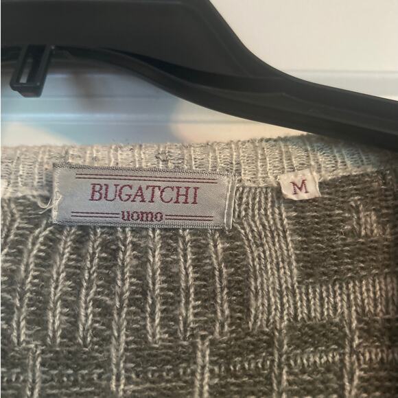 GUC Bugatchi Men's Green/Cream Button Front Cardigan Sweater Size Medium - Picture 2 of 6